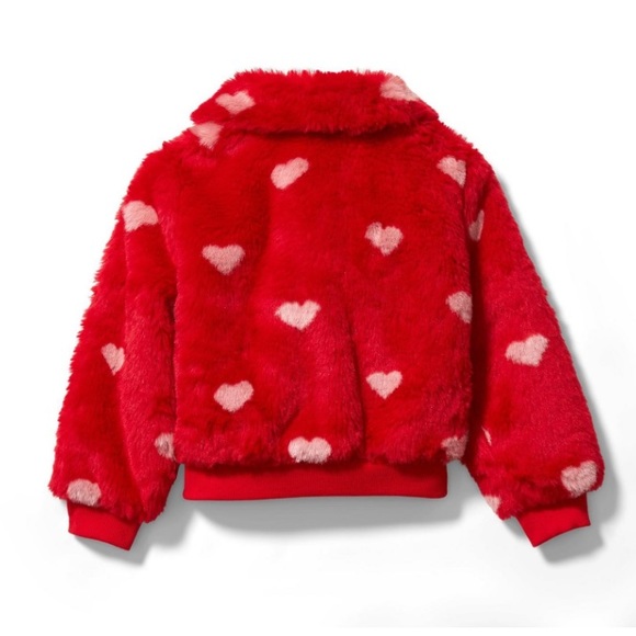 Janie and Jack Faux Fur Heart Bomber Jacket - Picture 7 of 9